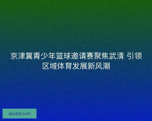 京津冀青少年篮球邀请赛聚焦武清 引领区域体育发展新风潮 京津冀青少年篮球邀请赛聚焦武清 引领区域体育发展新风潮