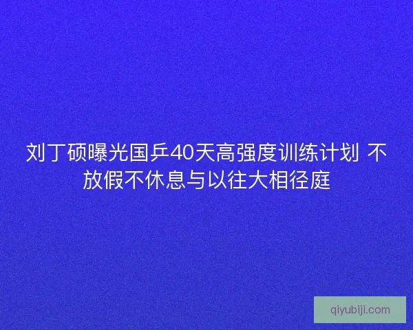 刘丁硕曝光国乒40天高强度训练计划 不放假不休息与以往大相径庭